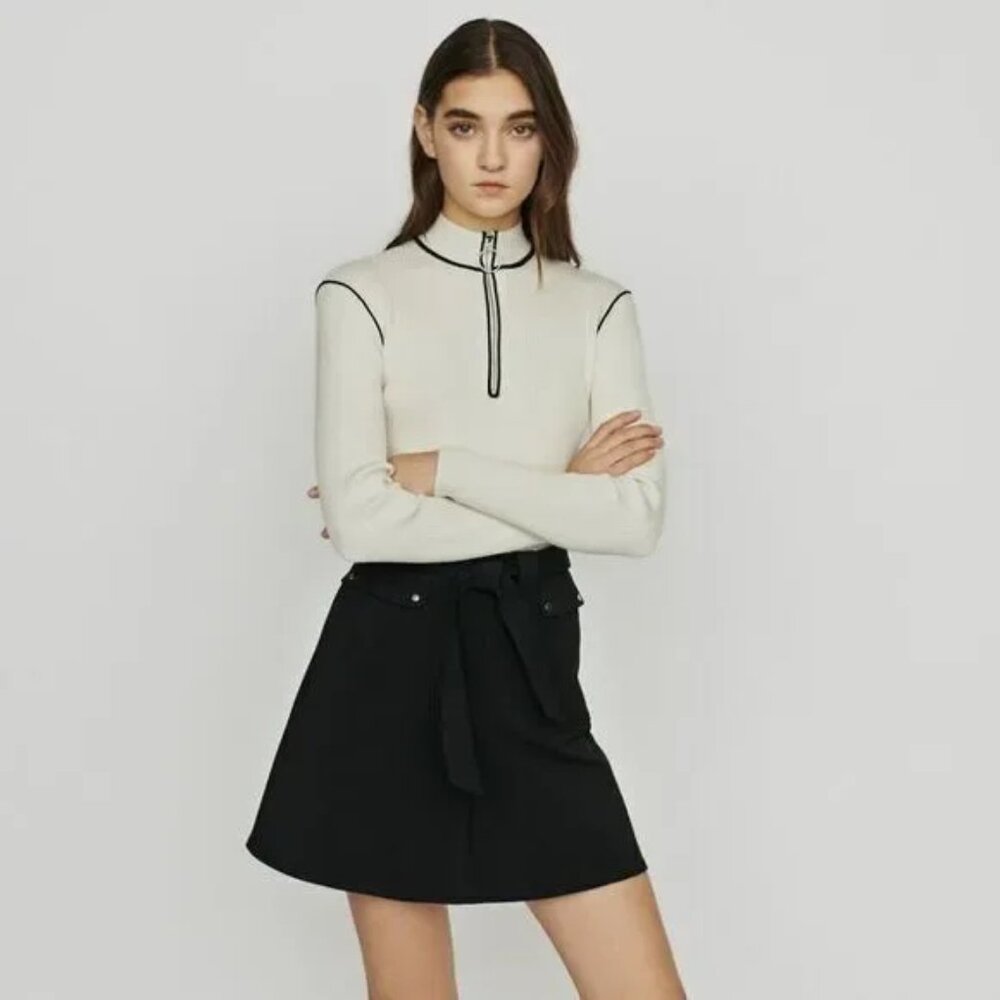 Maje Jelsi Pocket-Detail Crepe Mini Skirt